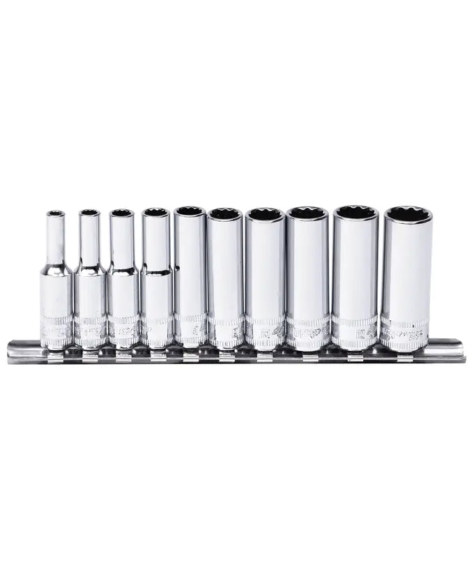 SP Tools 10Pce Metric Deep 1/4"Dr Socket Rail Set SP20142