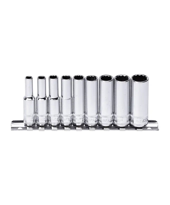 SP Tools 9Pce SAE Deep 1/4"Dr Socket Rail Set SP20143