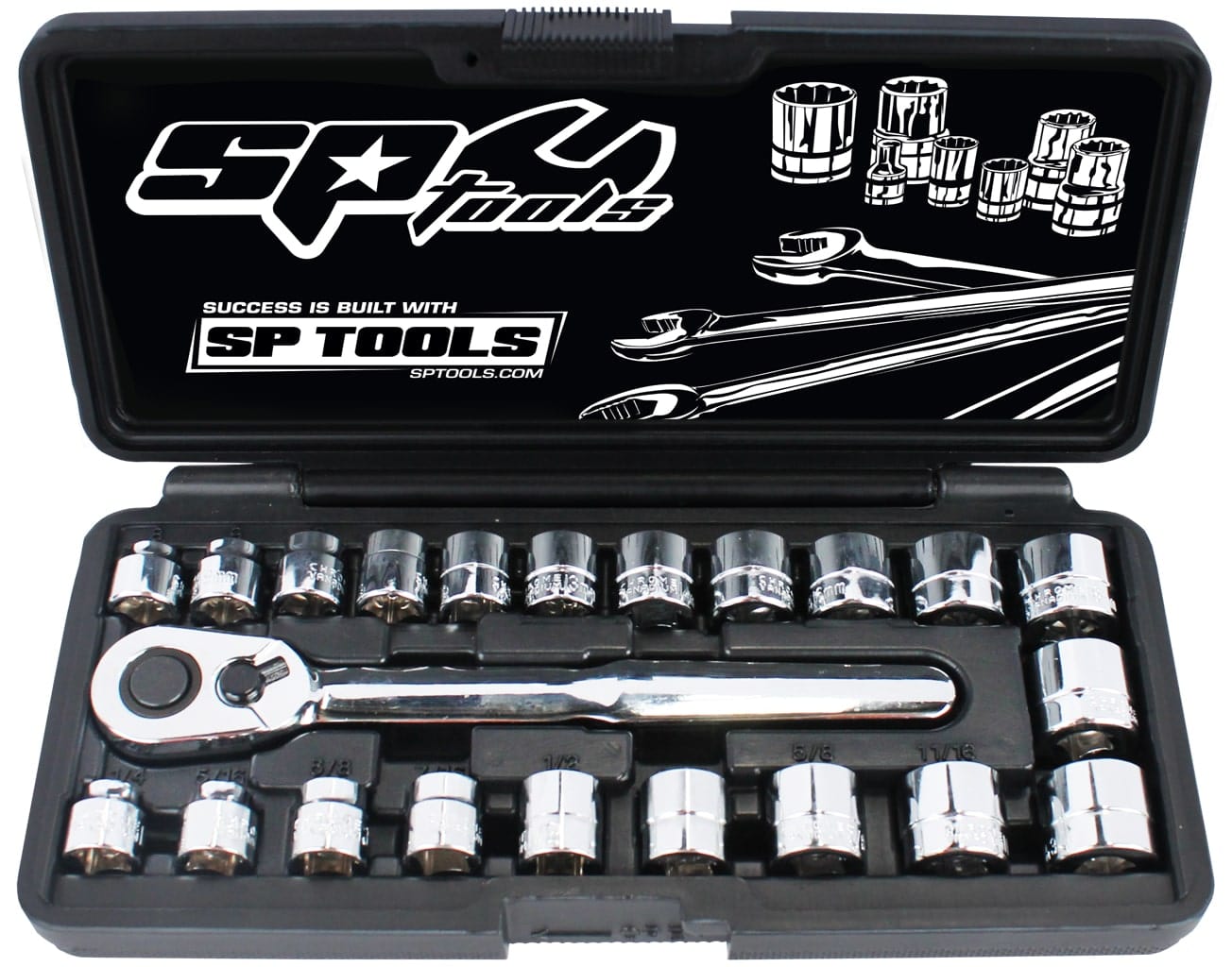 3/8"Drive Socket Set Low Profile ( Stubby) Metric/Sae 22Pce - SP20220 by SP Tools