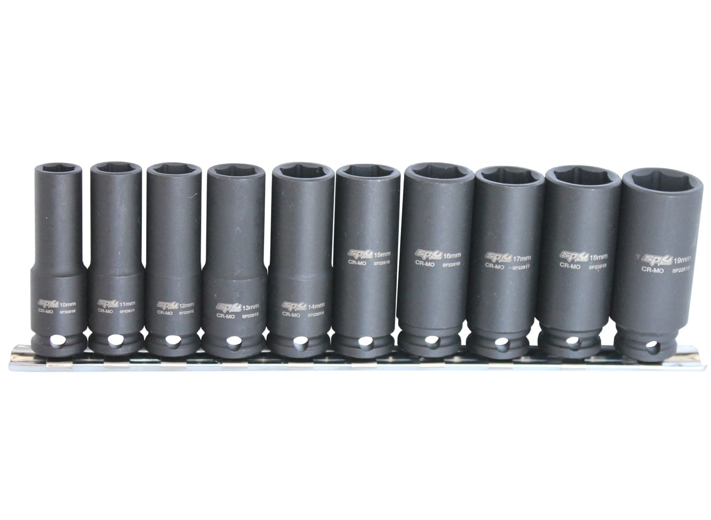 3/8"Drive Deep Impact Socket Rail Set 6PT Metric 10Pce - SP20260 by SP Tools