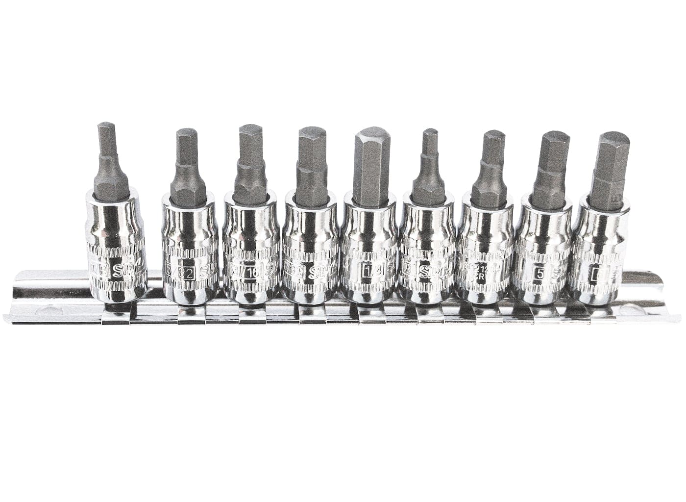 1/4" & 3/8"Drive INHEX Socket Rail Set 9Pce Metric - SP20545 by SP Tools