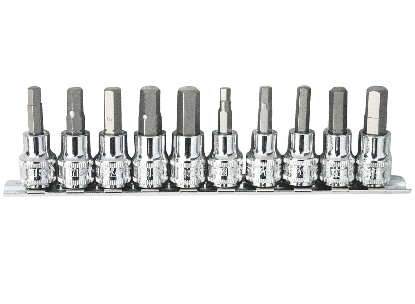 1/4" & 3/8"Drive INHEX Socket Rail Set 10Pce Sae - SP20546 by SP Tools