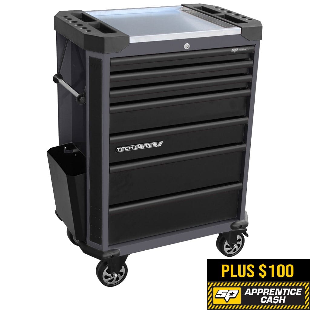 Tech Series Roller Cabinet 7 Drawer Diamond Black SP42255D by SP Tools
