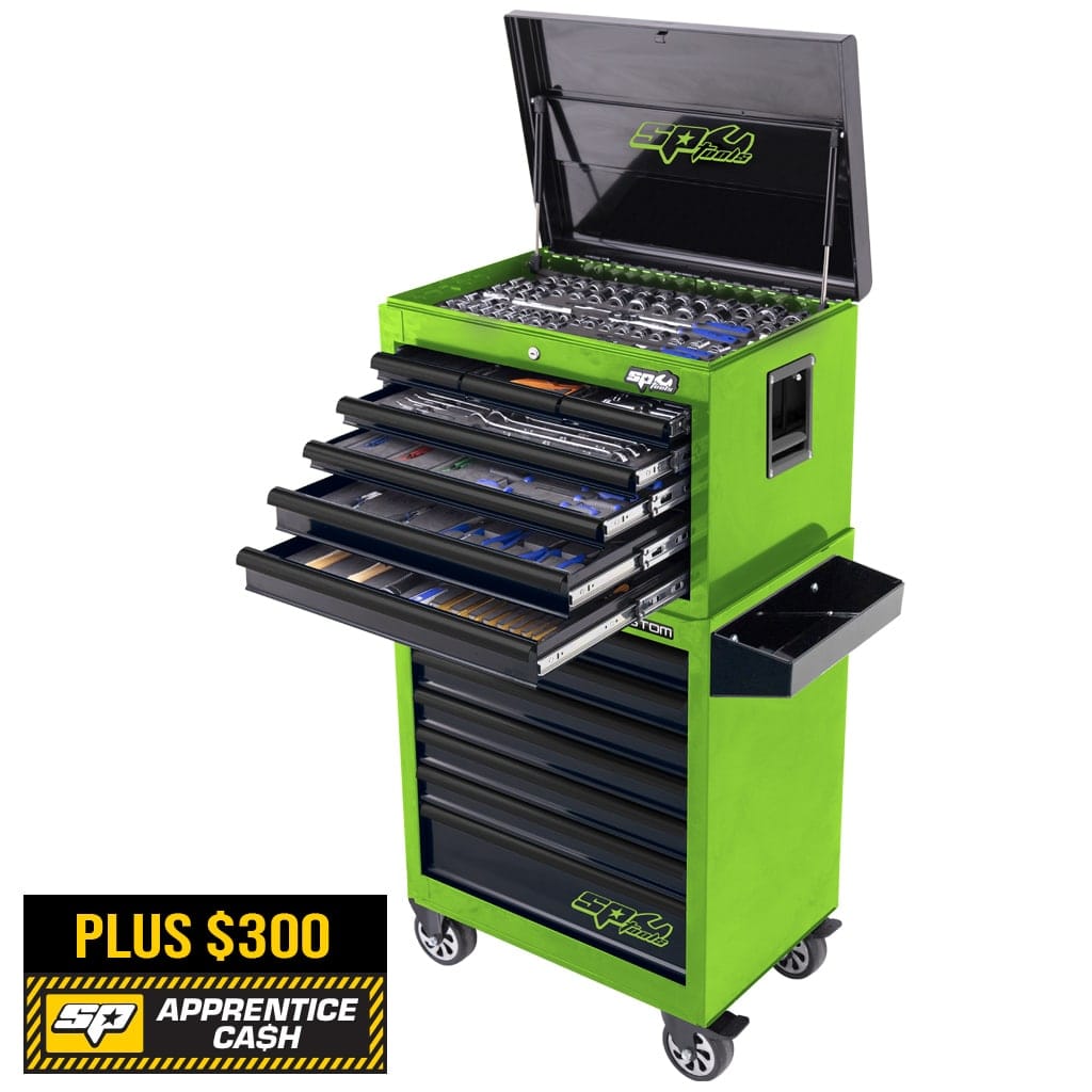 SP Tools Custom Series 403pc Foamed Metric/SAE Tool Kit Green/Black SP50106GR