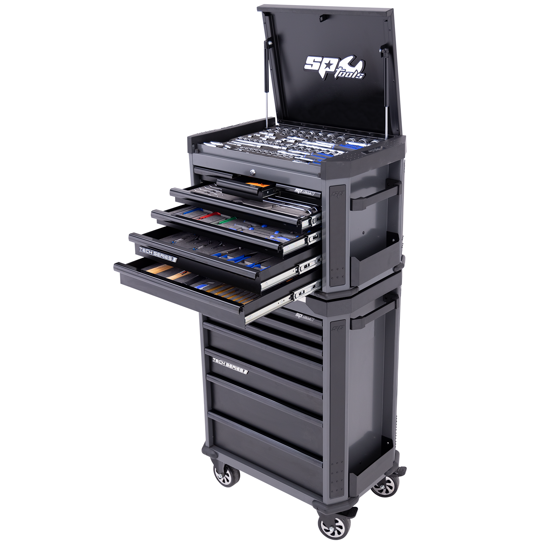 SP Tools Tech Series 306Pce Metric Tool Kit Combo With EVA Foam Trays | Diamond Black, Light Grey, or Orange