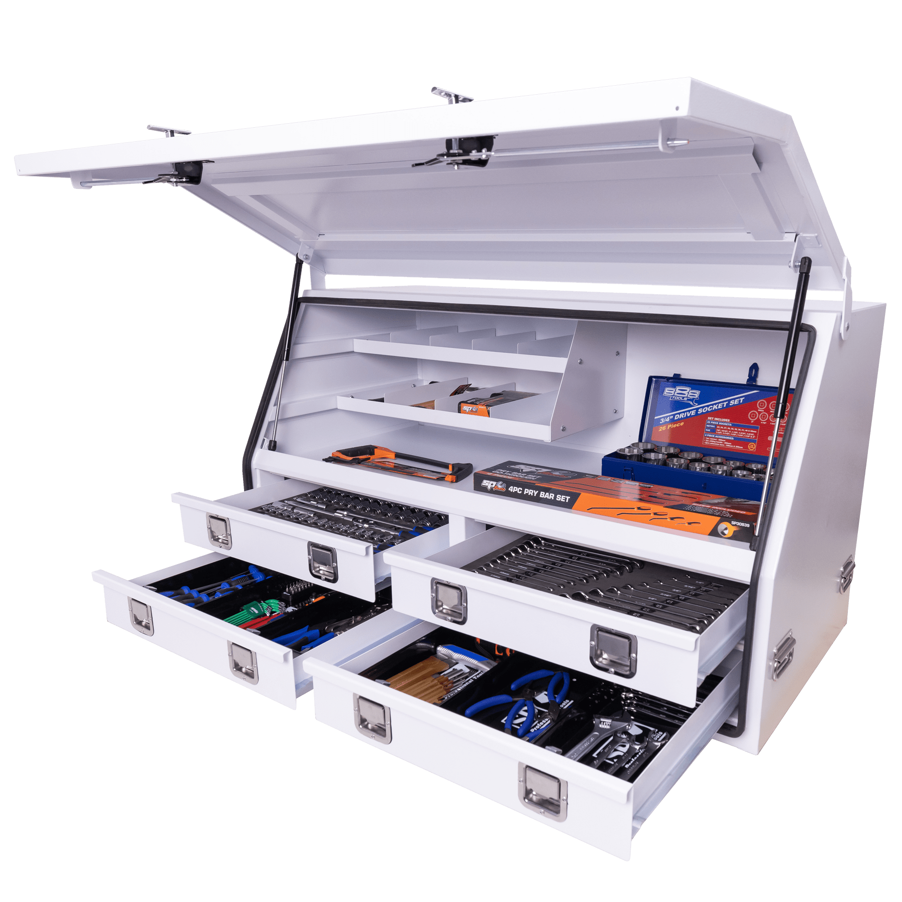 SP Tools Off Road Series Heavy Duty 4 Drawer 1350mm Wide Truck Box 378Pce Metric/SAE Tool Kit SP50332