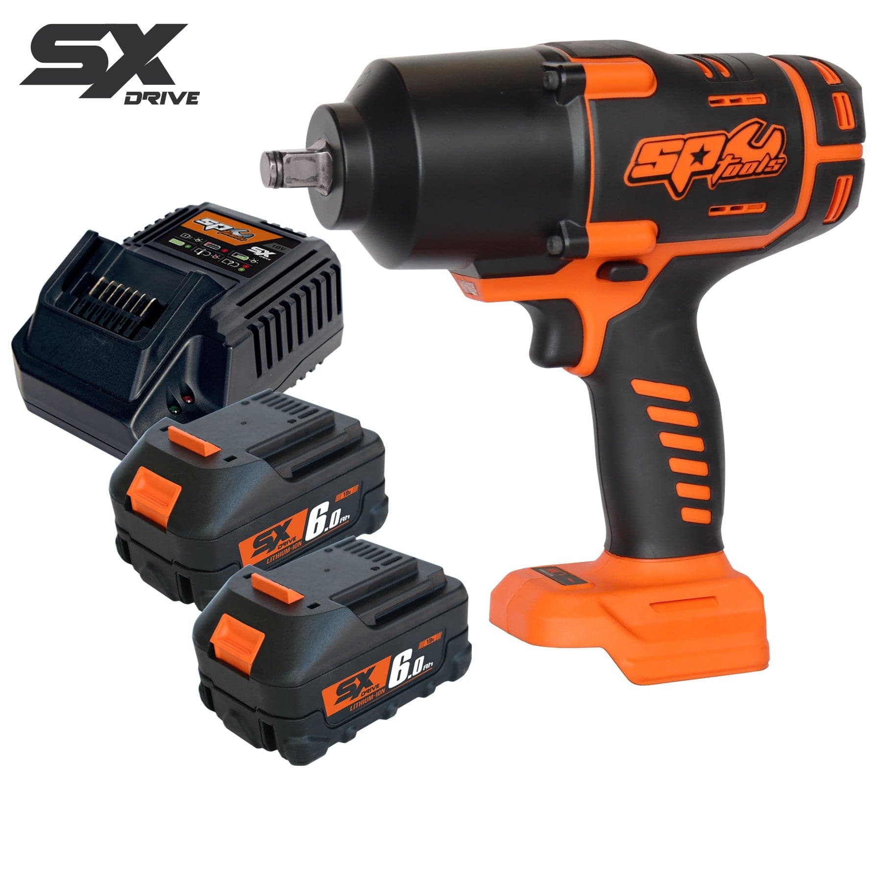 SP Tools SX Drive x2 6.0Ah 18v 1/2"Dr Brushless Impact Wrench Kit SP83130