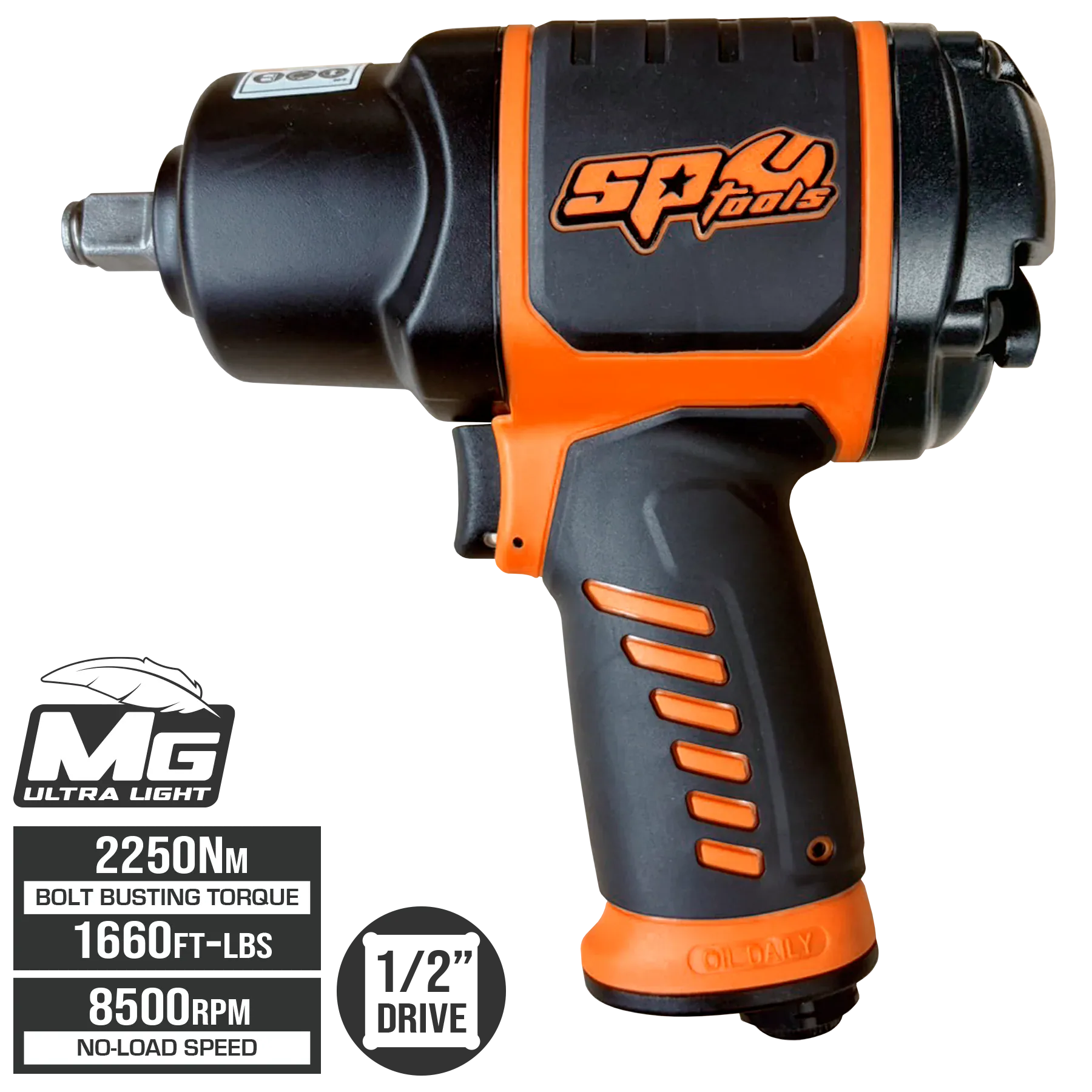 SP Tools 2250Nm 1/2”Dr Lightweight Air Impact Wrench SP9845