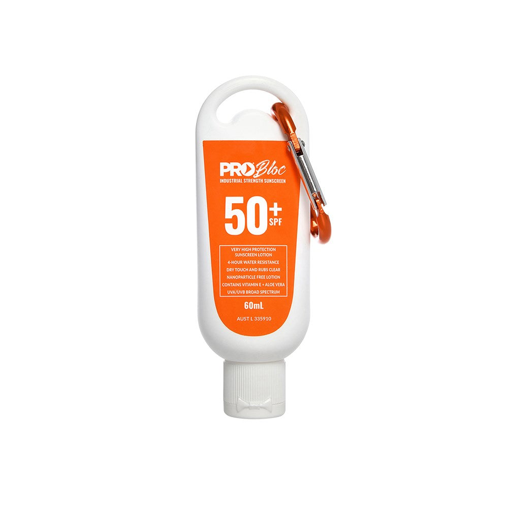 SPF 50+ Sunscreen 60ml Squeeze Bottle with Carabiner SS60C-50 by PROBloc
