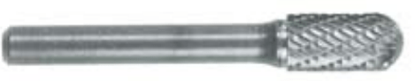 Carbide Burr (Ball Nosed Cylinder), 1/4" Shank, Double Cut by Garryson