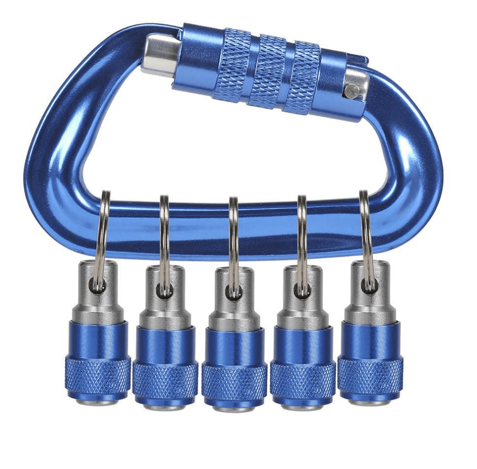 Carabiner with 5 x 1/4" hex quick change holders by Bordo 5330-1/4QC