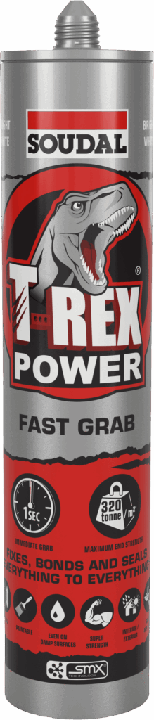 Soudal 290ml Cartridge of T-Rex Power Fast Grab Adhesive Sealant in Jet Black 124435