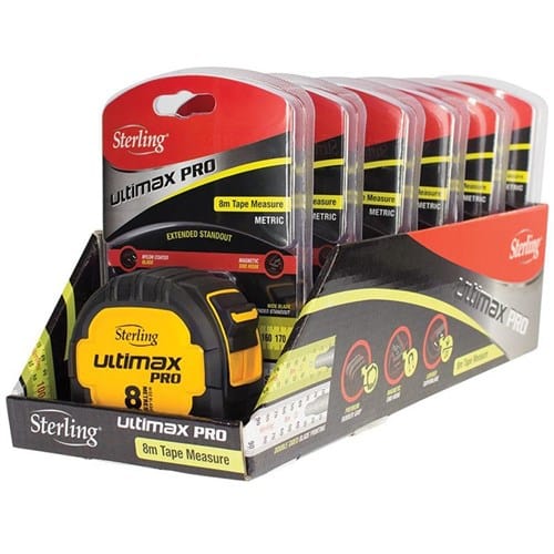 Ultimax Pro Tape Measure: 8m Metric Wide Blade - TMFX8027 by Sterling