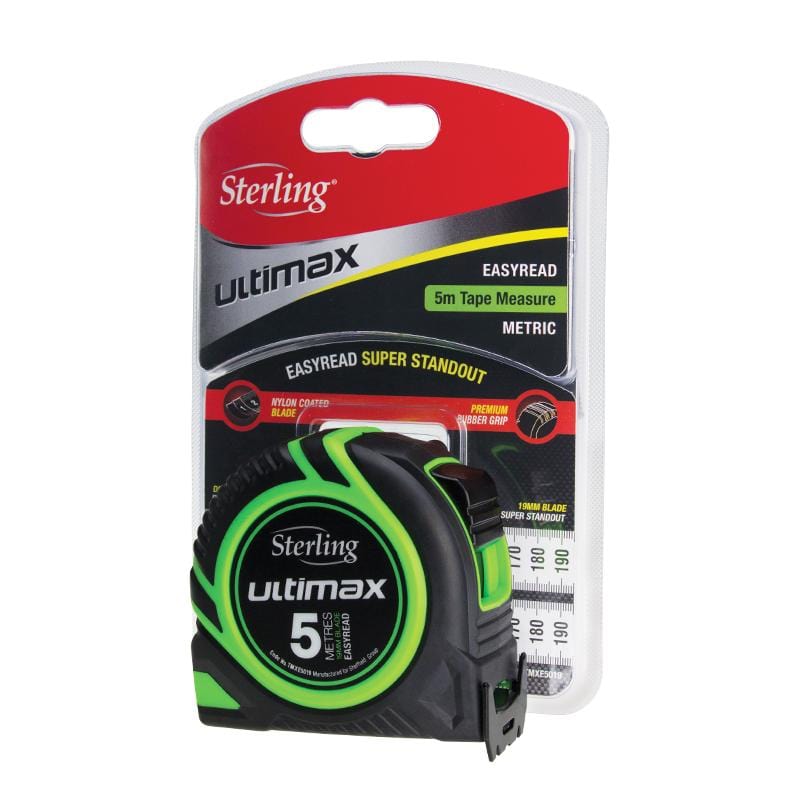 5m x 19mm Metric Ultimax Tape Measure Easyread TMXE5019 by Sterling