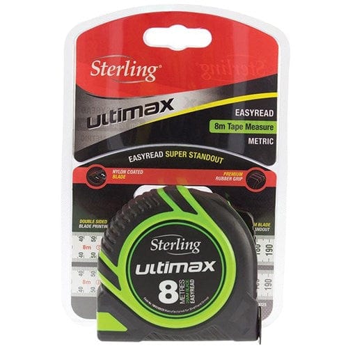 8m x 25mm Metric Ultimax Tape Measure Easyread TMXE8025 by Sterling