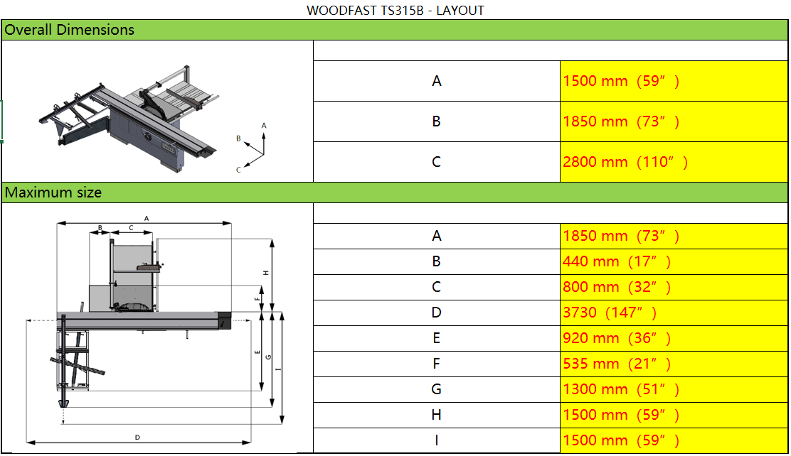 Woodfast 315mm (12") 1.6m Sliding Table Saw 3HP 240V & 415V TS315B