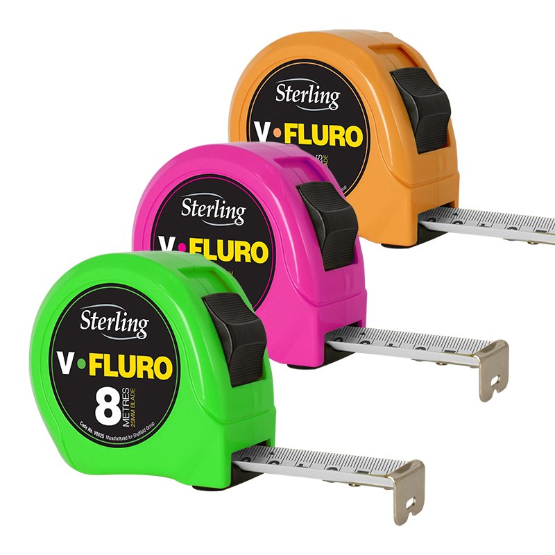Sterling 8m x 25mm Metric V-Force Fluoro Tape Measure V8025F