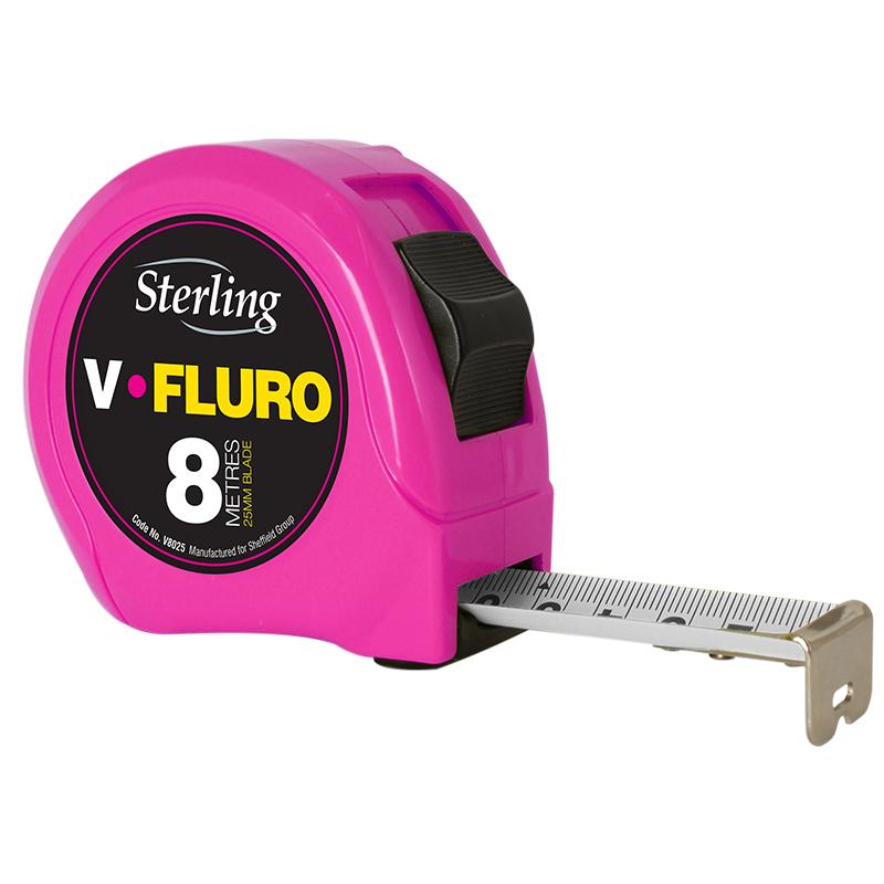 Sterling 8m x 25mm Metric V-Force Fluoro Tape Measure V8025F