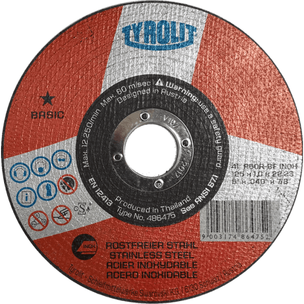 Tyrolit 125mm (5") x 1mm x 22.23mm Basic Cutting Disc Y486475