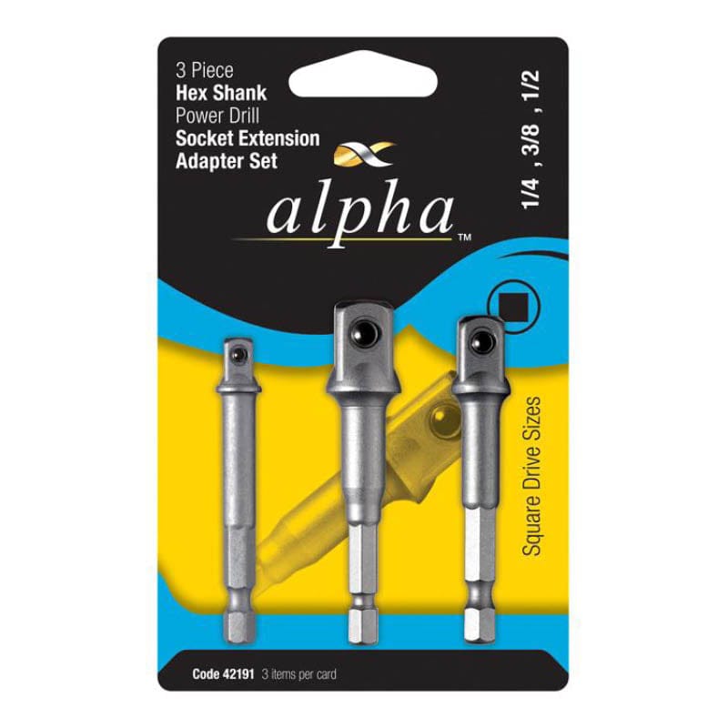 Alpha 3Pce Socket Adapter Power Standard Driver Bit Set 42191