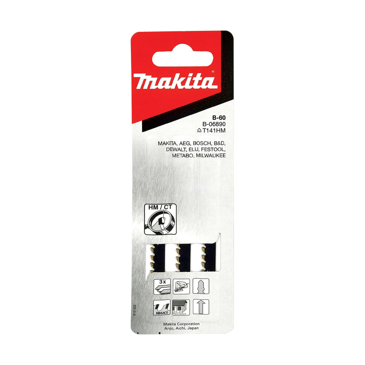 Makita 3Pce Carbide Tooth Jigsaw Blade B-60 TCT 100mm x 6tpi / Rough B-06890