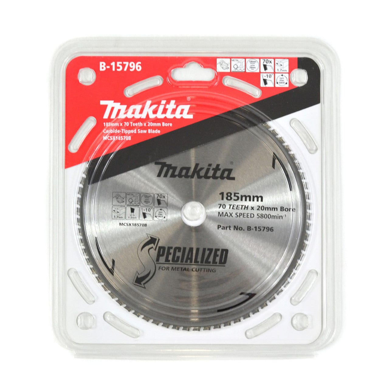 Makita 185mm x 20mm x 70T Cold Cut Circular Saw Blade B-15796