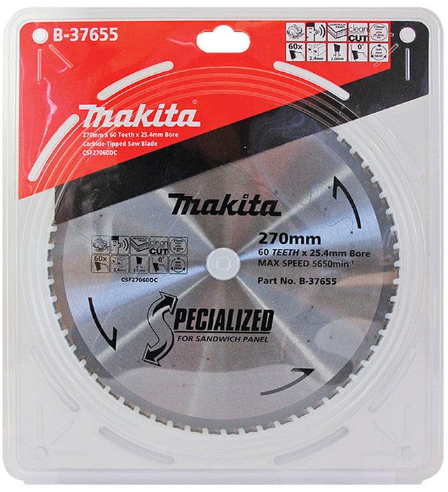 270mm x 25.4mm x 60T TCT Coolroom Panel Saw Blade B-37655 by Makita