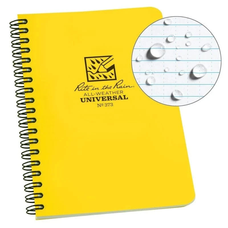 Rite in the Rain All Weather (Weatherproof) Black Universal Pattern Side Spiral Notebook 4.625" x 7"
