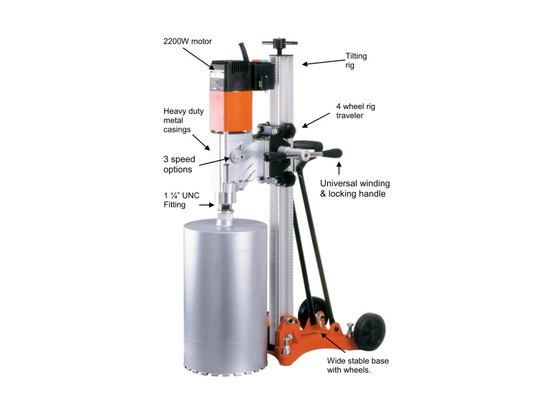 Dymaxion Core Drilling Machine 2200W Rig Mounted 3 Speed 1.1/4 UNC Spindle AGCDM250