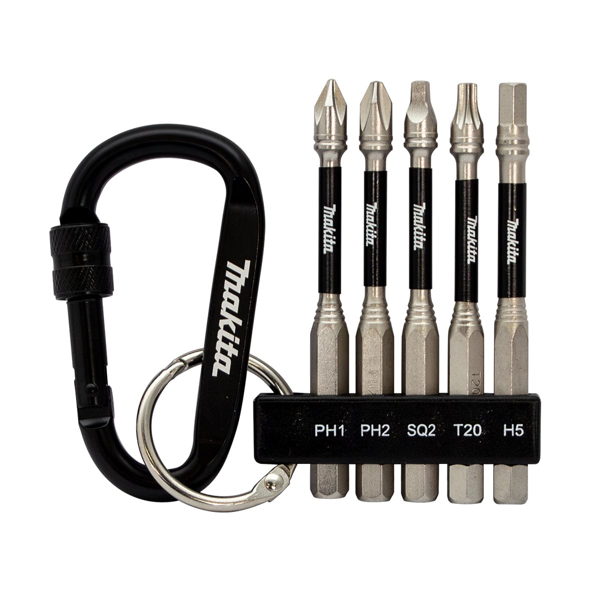 Makita 5Pce Impact XPS 76mm Mixed Power Screwdriver bit set & Carabiner E-26141