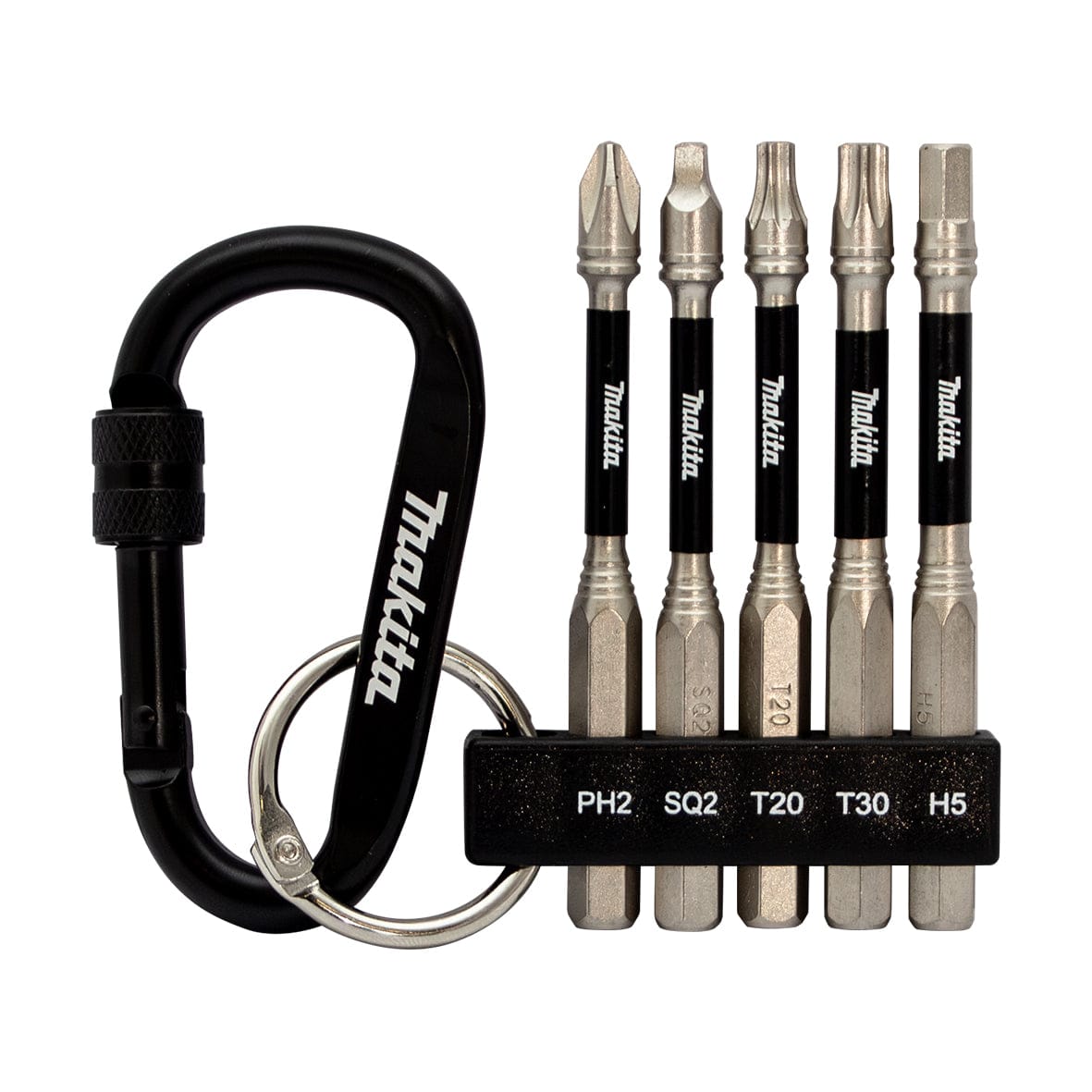 Makita 5Pce Impact XPS 76mm Mixed Power Screwdriver bit set & Carabiner E-26157