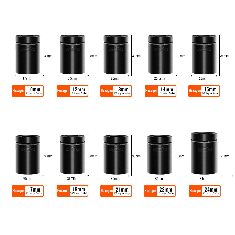 Harden 10 Pce 1/2" Impact Socket Set 537010