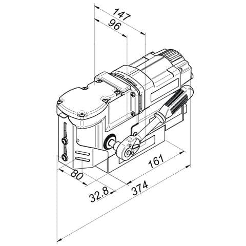 HOLEMAKER Magnetic Base Angle Drill,240V, Capacity: 36mm DIA X 30mm - HMPRO36AD by ITM