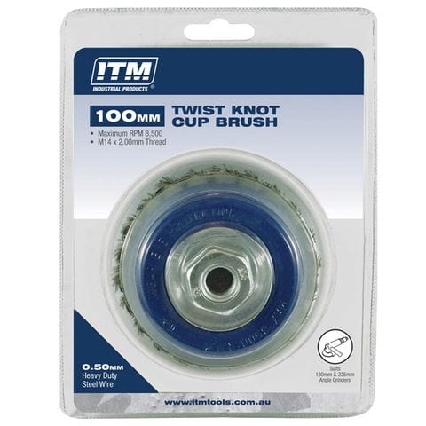 Twist Knot Cup Brush Steel 100mm, M14X2mm Thread - TM7000-100 by ITM