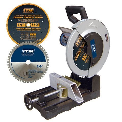 350mm Metal Cutting Drop Saw, 240V, INC. 66T TCT Mild Steel & 110T Cermet Blade - S14-PROKIT by ITM