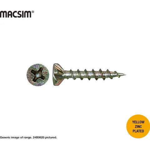 Macsim Box of 1000 8G x 28mm Self-Embedding Phillips Chipboard Screws 24B28