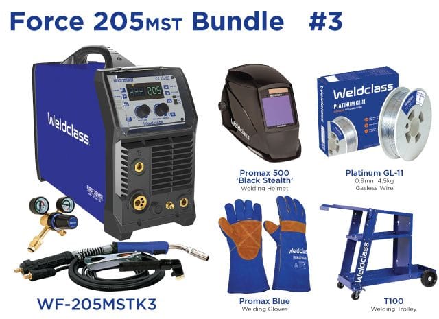 Weldclass Mig + Stick + Tig Welder - FORCE 205MST*