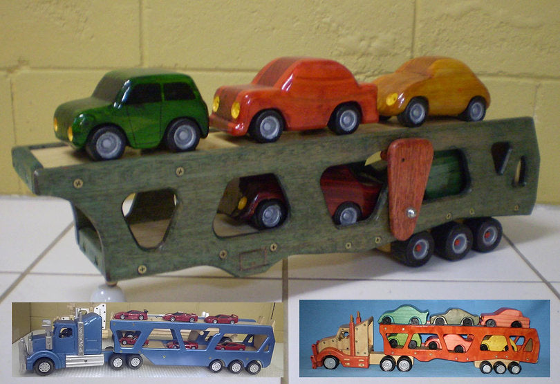Car Trailer with Wooden Cars Wooden Toy Plan & Pattern
