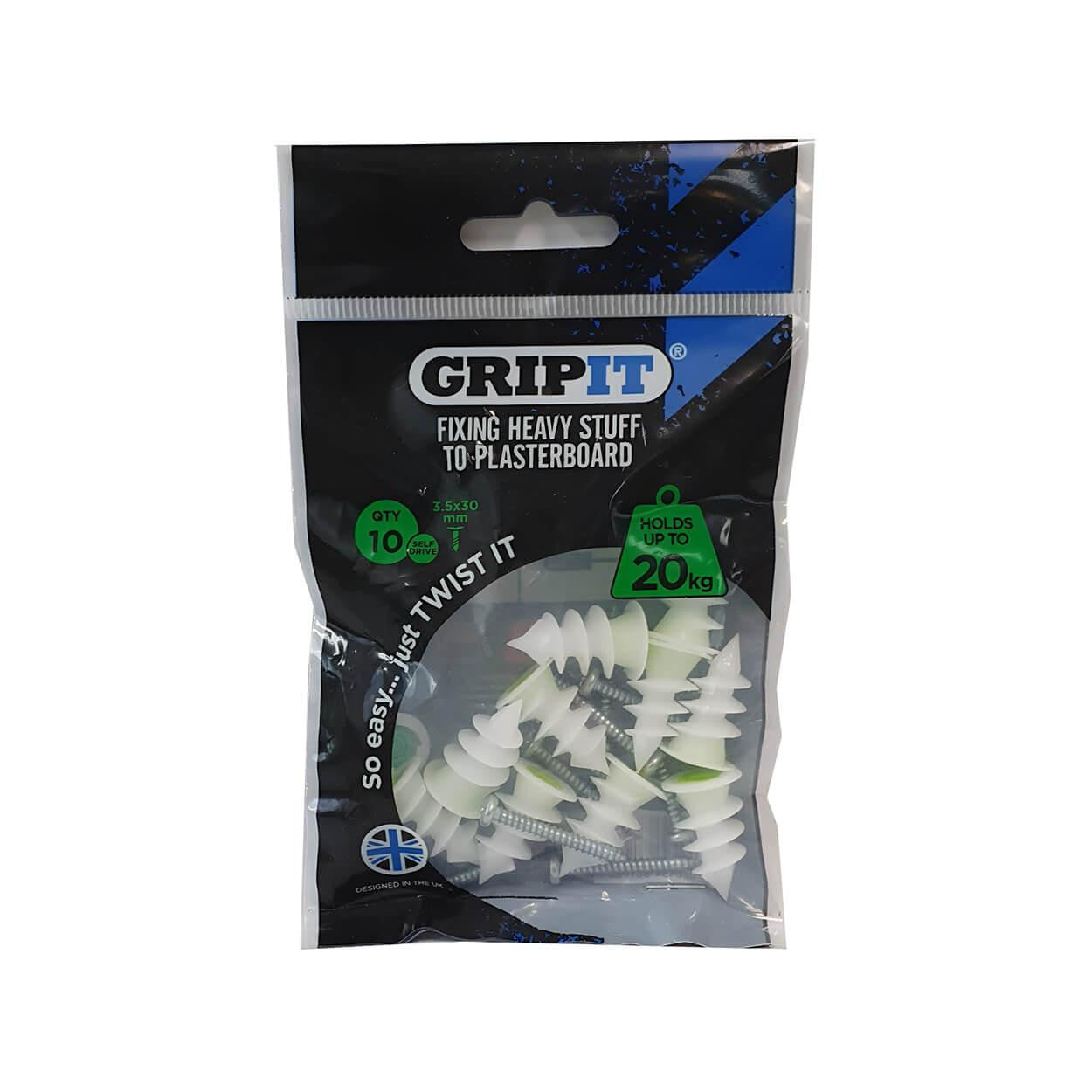 GripIt 30mm Green Plasterboard Fixing Packs