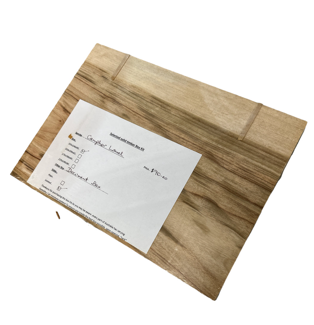 335 x 240 x 90mm Camphor Laurel Solid Timber Document Box Kit