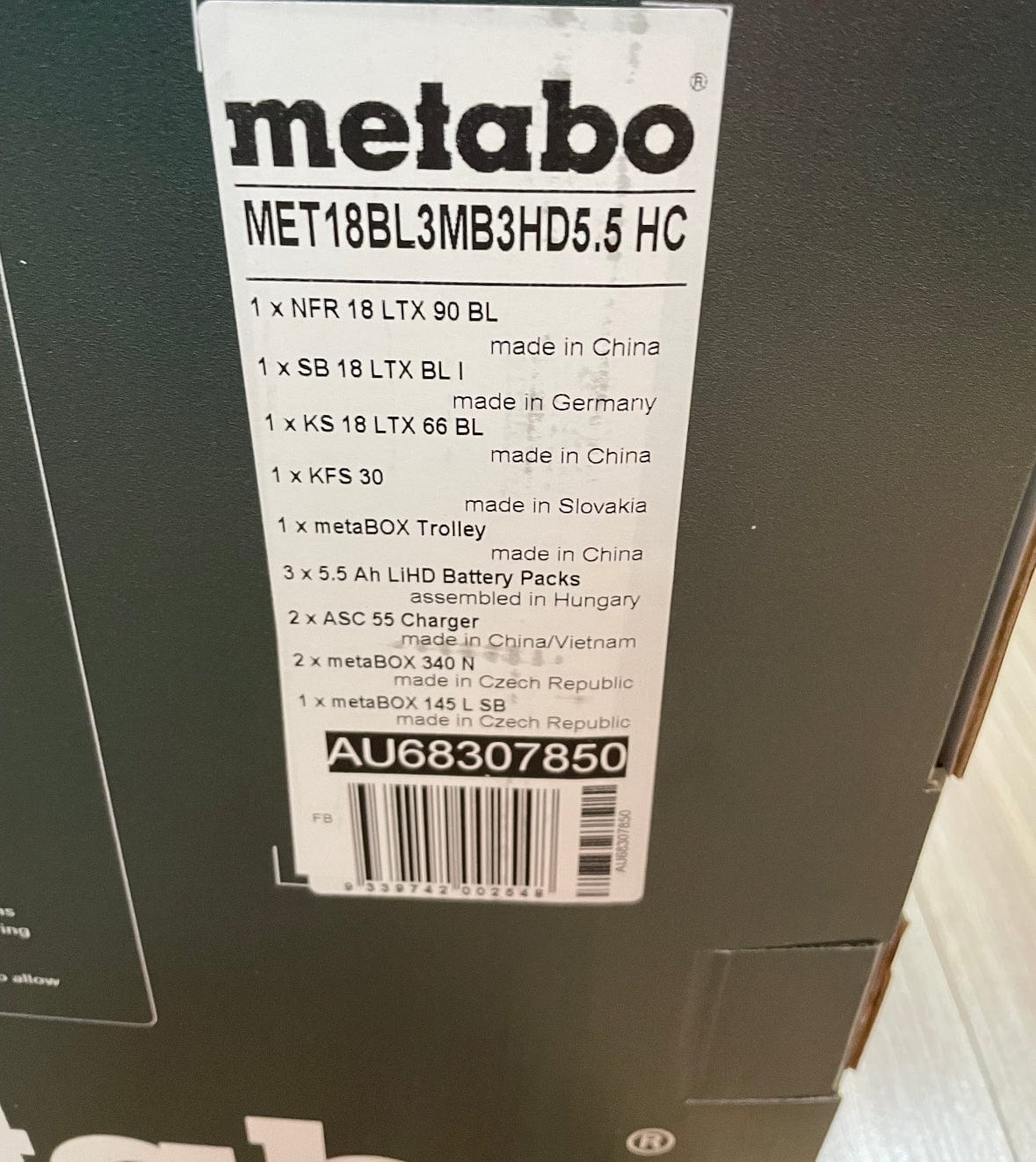18V Framing Nailer 3Pce Combo Kit AU68307850 MET18BL3MB3HD5.5HC by Metabo