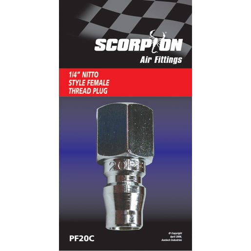 Nitto Style Air Fitting Connector Female Thread 1/4" 2Pce (Carded) PF20C by Scorpion