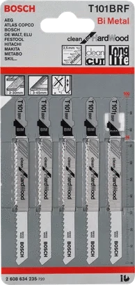 5Pce Clean Cut suit Hard Wood Jigsaw Blades T101BRF by Bosch