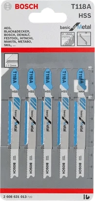5Pce Basic Metal Cut Jigsaw Blades T118A by Bosch