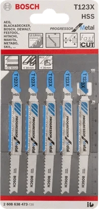 5Pce Metal Cut Jigsaw Blades T123X by Bosch