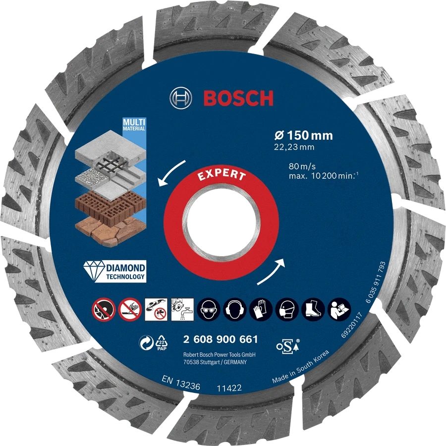 Bosch EXPERT 150mm x 22.23mm Multi-Material Diamond Cutting Disc 2608900661
