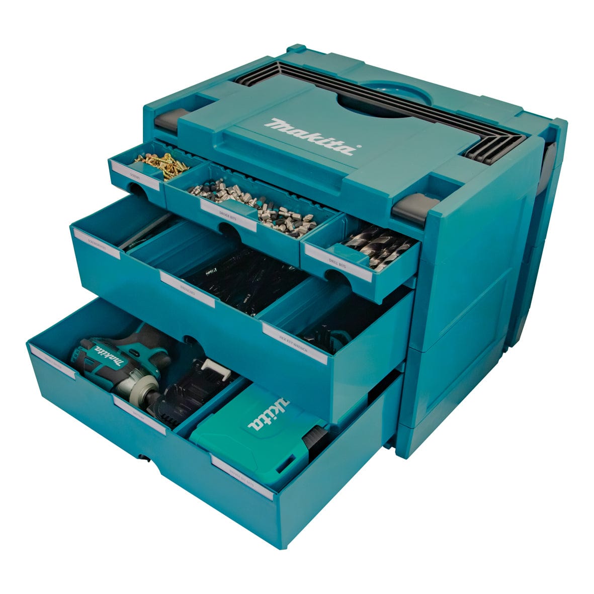 5 Drawer Bit Box Storage Case Makpac 4 P-84349 by Makita