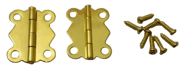 Hardware for Creative Finishes 25mm Brass Plated Butterfly Hinges With Lock at 180°