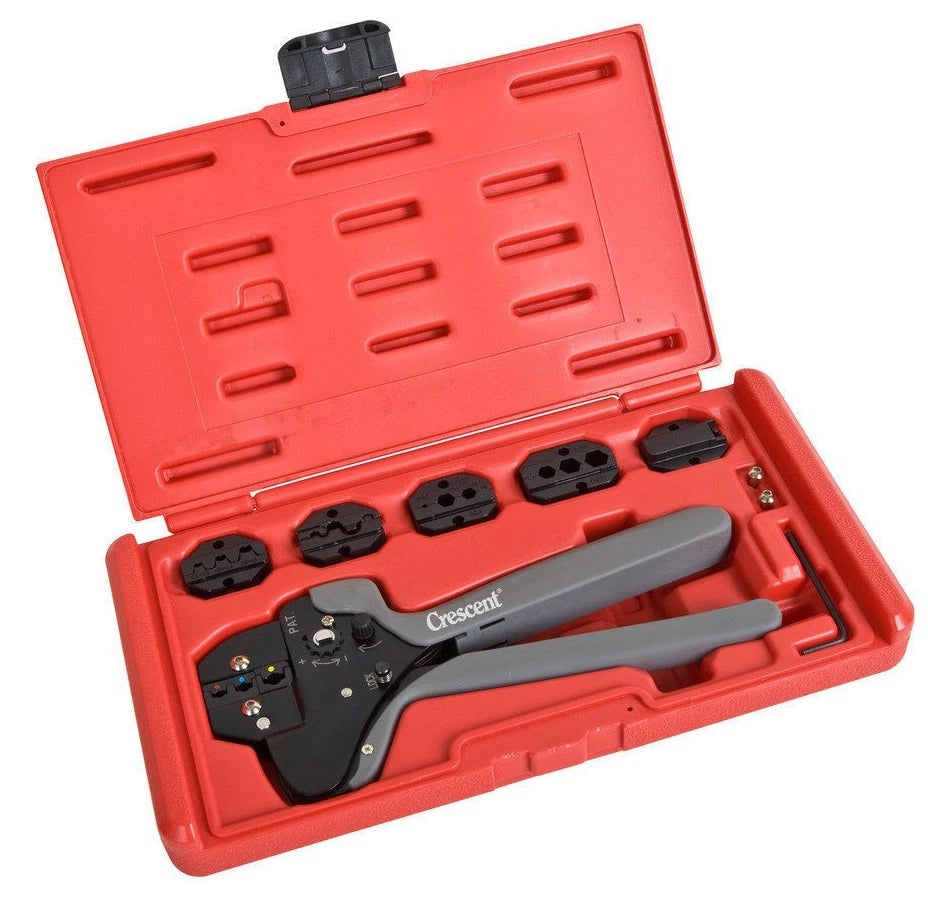 Crescent 10Pce Ratcheting Crimping Tool Set with Interchangeable Jaws CRCT10