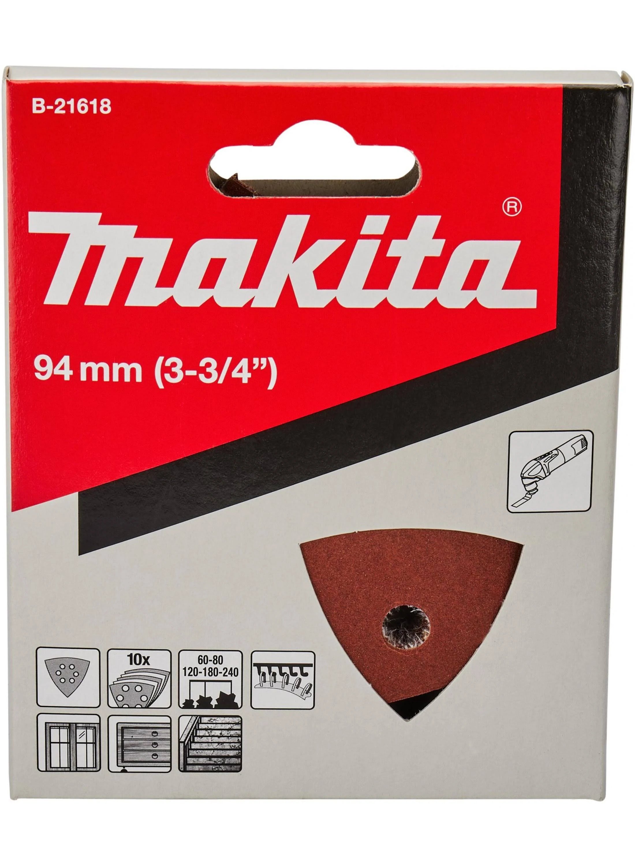 Makita 93mm Abrasive Delta Sandpaper x Mixed Assorted Grit - 10Pce